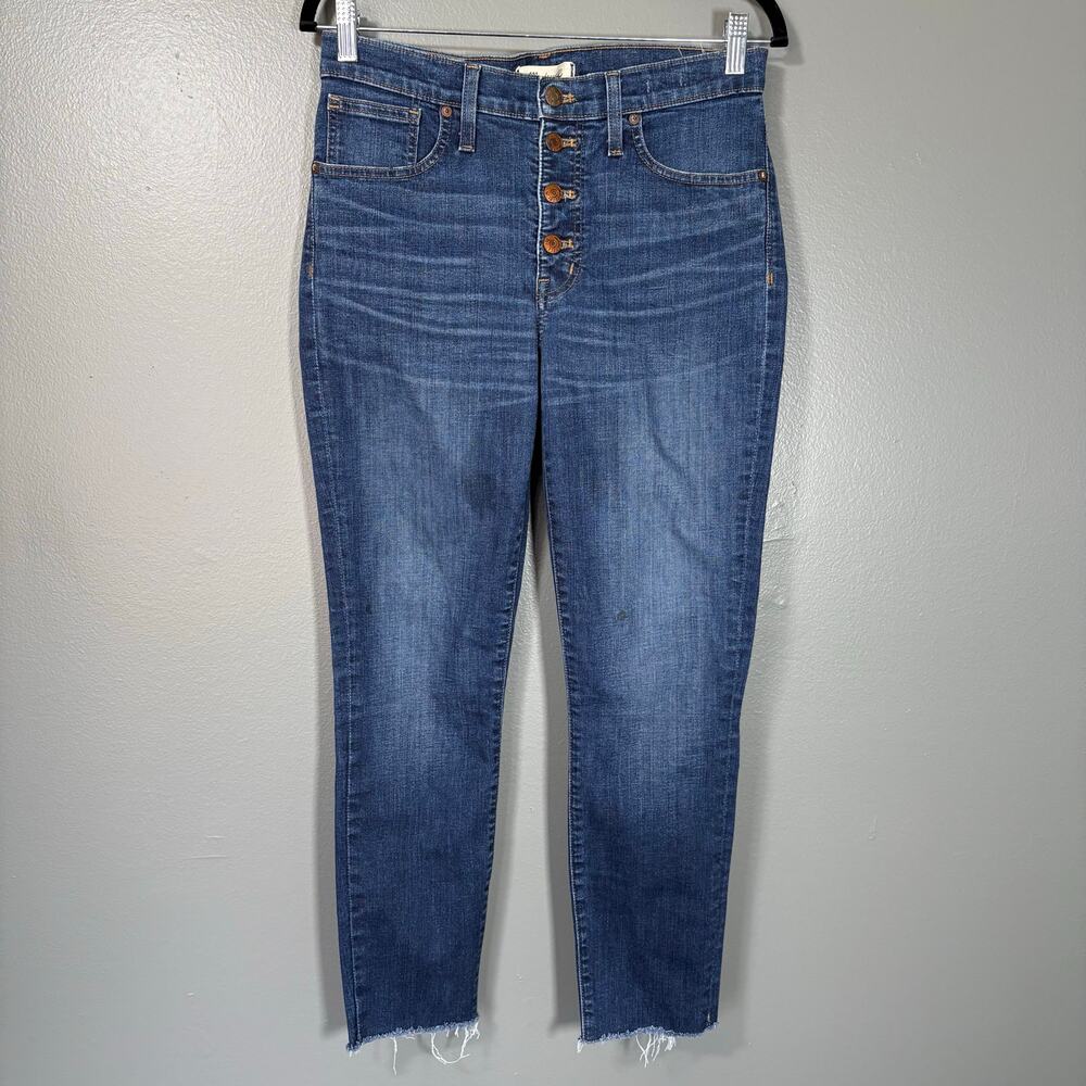 Madewell Women's Button Fly 9" High Rise Skinny Jeans - Size 28 - Distressed Hem